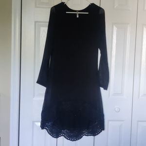 Black Long Sleeve High Low Long Dress